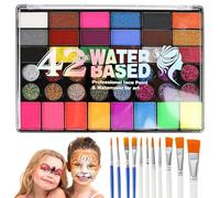 Pintura Facial y Corporal, Pintura Corporal con 42 Colores, Kit de Pintura Facial con 11 Pinceles, Pintura de Cara para Niños Halloween Fiestas Cosplay Semana Santa