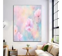 Pintura Flores De Ensueño De Gran Tamaño Con Rosa Claro Sobre Lienzo, Arte De Pared Ilustración Botánica, Decoración De Pared Moderna Para Salón Despacho Dormitorio, 40X50Cm, Sin Marco