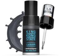 Pintura genérica para reparar y quitar arañazos y daños por piedra en el exterior y en el coche (MATE), pincel de retoque King Kong State RAL7016 MATT - Pintura de 1 capa en color gris antracita