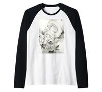 Pintura japonesa, serpiente blanca, arte japonés, espiritual Camiseta Manga Raglan