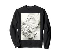 Pintura japonesa, serpiente blanca, arte japonés, espiritual Sudadera