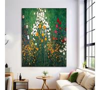 Pintura Jardín De Margaritas De Gran Tamaño Con Verde Esmeralda Sobre Lienzo, Arte De Pared Plantas Vintage, Decoración De Pared Moderna Para Salón Despacho Dormitorio, 50X70Cm, Sin Marco