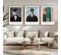 Pintura moderna, arte surrealista clásico, René Magritte, abstracto, póster de exposición, lienzo, arte de pared, decoración del hogar (30 x 45 cm/3 piezas sin marco)