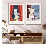 Pintura moderna, arte surrealista clásico, René Magritte, abstracto, póster de exposición, lienzo, arte de pared, decoración del hogar (50 x 70 cm, 2 piezas sin marco)