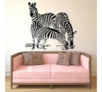 Pintura negra en la pared pegatina de pared de agua para beber una gran cebra adhesivo de dibujos animados en el sofá del dormitorio con un animal cebra pegatina de habitación infantil