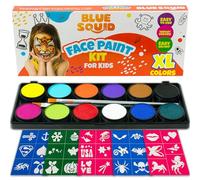 pintura para la cara 12 paleta de colores - 30 plantillas, 3 cepillos, tamaño Jumbo resistente caso, mejor calidad Kit de Pintura Profesional para niños, Base de agua Set