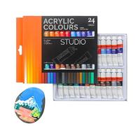 Pintura para lienzo | 24 Colores de Pintura Acrílica para Sobre Lienzo | Pigmentos Impermeables para Principiantes Artistas en Roc Tela Madera Cerámica