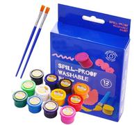 Pintura para manualidades, 12 colores, accesorios de arte lavables y seguros con pincel, juego de pintura acrílica, para principiantes, actividades de aprendizaje, pintura, calabaza, roca, vidrio, al