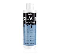 Pintura para tela negra, 8.5 onzas, pintura permanente para ropa, pintura textil Fabricoat no tóxica, tinte medio, suave, rico para manualidades, camisetas, zapatos, jeans, lienzo, cuero
