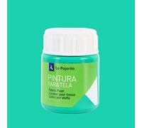 Pintura para Tela T-09 Verde Esmeralda 25ML La Pajarita, Pintura de aplicación directa sobre tela