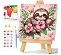 Pintura perezosa por número para niños perezoso pintura por números a partir de 7, 8, 9, 10 años, niña con marco, animales, pintura por número para niños, pinturas acrílicas con como regalo 20 x 20 cm