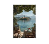 Pintura por el lago Moderno En Lienzo Arte Cuadro Cuadro Decorativos Cultural paisaje Imagen Impresión Lona Inofensiva Elegante Sala De Estar Dormitorio Cocina Oficina Hotel Restaurante Baño Bar 16x