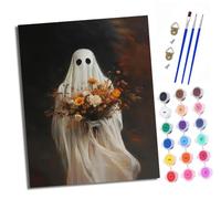 Pintura por números adulta DIY pintada a mano kits de lienzo para principiantes Fantasma sosteniendo un ramo pintura por números pintura por números para decoración del hogar Con marco(40 x 50 cm)