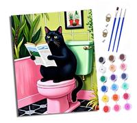 Pintura por números adulta DIY pintada a mano kits de lienzo para principiantes Gato negro leyendo el periódico en el baño pintura por números pintura por números para decoración del hogar Con marco