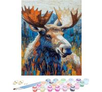 Pintura por Numeros Adultos Alce Cuadros por Numeros Animal Entretenimiento Adultos Painting by Numbers Retro DIY Lienzo Grande Pintura para Decoracion Hogar, Regalo Mujer Sin Marco 70x100cm 1-A63V7