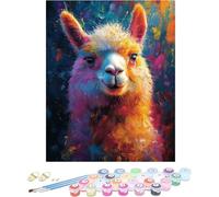 Pintura por Numeros Adultos Alpaca Cuadros por Numeros Animal Entretenimiento Adultos Painting by Numbers Retro DIY Lienzo Grande Pintura para Decoracion Hogar, Regalo Mujer Sin Marco 70x100cm O-Z51R5