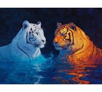 Pintura por Números Adultos, Amarillo Blanco Tigre 50x70cm Acrílica Pintura por Números para Niños Adultos Principiantes Pintar con 3 Pinceles Acuarela Paint by Number Niños Kit (Sin Marco) WJY8-296