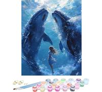 Pintura por Numeros Adultos Ballena Cuadros por Numeros Mujer Entretenimiento Adultos Painting by Numbers Retro DIY Lienzo Grande Pintura para Decoracion Hogar, Regalo Mujer Sin Marco 60x90cm 8-L51AV