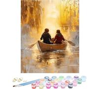Pintura por Numeros Adultos Bote Cuadros por Numeros Vista Trasera Entretenimiento Adultos Painting by Numbers DIY Lienzo Grande Pintura para Decoracion Hogar, Regalo Mujer Sin Marco 30x40cm 4-H40N9