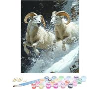 Pintura por Numeros Adultos Cabra Cuadros por Numeros Nieve Entretenimiento Adultos Painting by Numbers Retro DIY Lienzo Grande Pintura para Decoracion Hogar, Regalo Mujer Sin Marco 50x80cm A-O51B3