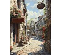 Pintura por Numeros Adultos Calle Cuadros por Numeros Flor Painting by Numbers DIY Lienzo Grande Pintura Entretenimiento Adultos Incluye Accesorios, Decoracion Hogar Regalo 70x100cm Sin Marco 8-38LP