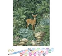 Pintura por Numeros Adultos Ciervo Cuadros por Numeros Flor Entretenimiento Adultos Painting by Numbers Retro DIY Lienzo Grande Pintura para Decoracion Hogar, Regalo Mujer Sin Marco 80x120cm Y-24144