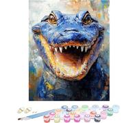 Pintura por Numeros Adultos Cocodrilo Cuadros por Numeros Animal Entretenimiento Adultos Painting by Numbers Retro DIY Lienzo Grande Pintura para Decoracion Hogar Regalo Sin Marco 40x60cm R-1534E