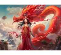 Pintura por Números Adultos, Dragon Girl 70x90cm Acrílica Pintura por Números para Niños Adultos Principiantes Pintar con 3 Pinceles Acuarela Paint by Number Niños Painting Kit (Sin Marco) WJY8-465