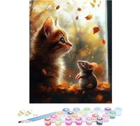 Pintura por Numeros Adultos Gato Cuadros por Numeros RatóN Entretenimiento Adultos Painting by Numbers Retro DIY Lienzo Grande Pintura para Decoracion Hogar, Regalo Mujer Sin Marco 70x100cm 7-H51OR
