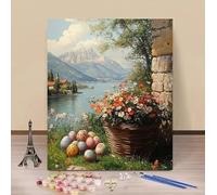Pintura por Numeros Adultos Huevo Cuadro Pintar por Numeros Flor Painting by Numbers, Entretenimiento Adultos DIY Lienzo Kit Pintura Con Pinceles Pigmento, Decoracion Regalo 50x80cm Sin Marco 1-213TC