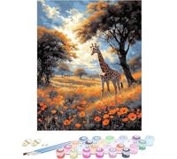 Pintura por Numeros Adultos Jirafa Cuadros por Numeros Flor Entretenimiento Adultos Painting by Numbers Retro DIY Lienzo Grande Pintura para Decoracion Hogar, Regalo Mujer Sin Marco 80x120cm Z-943M8