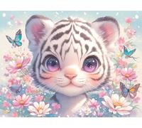 Pintura por Números Adultos, Lindo Tigre 30x40cm Acrílica Pintura por Números para Niños Adultos Principiantes Pintar con 3 Pinceles Acuarela Paint by Number Niños Painting Kit (Sin Marco) WJY8-403