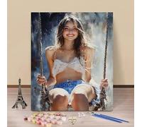 Pintura por Numeros Adultos Mujer Cuadro Pintar por Numeros Balancearse Painting by Numbers, Entretenimiento Adultos Retro DIY Lienzo Kit Pintura, Decoracion Hogar Regalo 80x120cm Sin Marco 1-U56IK