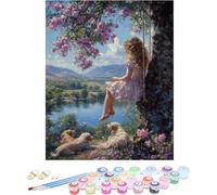 Pintura por Numeros Adultos Mujer Cuadros por Numeros Perro Entretenimiento Adultos Painting by Numbers Retro DIY Lienzo Grande Pintura para Decoracion Hogar, Regalo Mujer Sin Marco 50x80cm 7-056N0