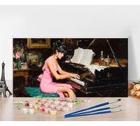 Pintura por Numeros Adultos Mujer Pintar por Numeros Niños Piano Painting by Numbers DIY Kit Pintura Entretenimiento Adultos Color Paintings Kits, Decoracion Hogar Regalo Sin Marco 50x100cm S-8I64