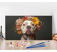Pintura por Numeros Adultos Perro Pintar por Numeros Niños Flor Painting by Numbers DIY Kit Pintura Entretenimiento Adultos Color Paintings Kits, Decoracion Hogar Regalo Sin Marco 70x140cm 1-UP28