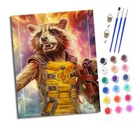 Pintura por Números Adultos Principiantes Mapache cohete con Pinceles y Pinturas Acrílicas de Lienzo Decoración para el Hogar sin Marco 40 x 50 cm