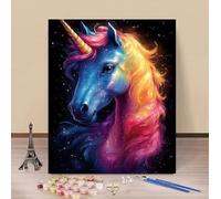 Pintura por Numeros Adultos Unicornio Cuadro Pintar por Numeros Cielo Estrellado Painting by Numbers, Entretenimiento Adultos DIY Lienzo Kit Pintura, Decoracion Hogar Regalo 60x90cm Sin Marco G-665TC