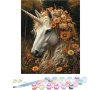 Pintura por Numeros Adultos Unicornio Cuadros por Numeros Flor Entretenimiento Adultos Painting by Numbers Retro DIY Lienzo Grande Pintura para Decoracion Hogar Regalo Sin Marco 80x120cm 8-A99E5