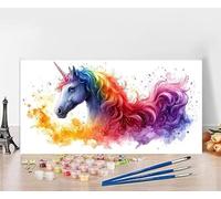 Pintura por Numeros Adultos Unicornio Pintar por Numeros Niños Animal Painting by Numbers DIY Kit Pintura Entretenimiento Adultos Paintings Kits, Decoracion Hogar Regalo Sin Marco 50x100cm 2-U731
