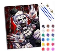Pintura por números DIY Pintura por Números para Adultos Payaso sangriento y aterrador Kits de Pintura por Números sobre Lienzo con Pinceles para Decoración de Pared Hogar 40 x 50 cm (Con marco)
