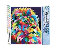 Pintura por números - Leon Pop Art 2 - Tamaño 40 x 50 cm sin marco de madera