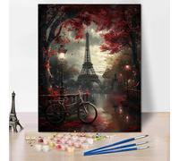 Pintura por Números Moderna 50x65cm Pintar por Numeros Adultos torre eiffel París Kit de Pintar con Números Pintura al óleo de Lienzo con Pinceles y Pigmento Acrílico para Adultos y Niños 7-T