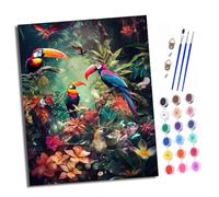 Pintura por Números Moderna DIY Kit de Pintar con Números sin Marco 40x50cm Un pájaro de pico largo en los arbustos de flores. Pintura al óleo de Lienzo con Pinceles y Pigmento Acrílico para Adultos