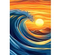Pintura por Numeros, Olas del mar al atardecer Pintar por Numeros Nniños Kit con Lienzo sin Arrugas, Pinceles y Pintura Acrílica, Manualidades Adultos Cuadros para Pintar por Numeros 40x50cm s-4698