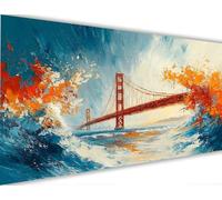 Pintura por Números para Adultos Abstracto Pintar por Numeros Niños Puente de Londres, DIY Kit de Pintura al óleo de Lienzo con Pinceles, Paint by Numbers Acrílico, Mujer Regalo 40x80cm LE-1104