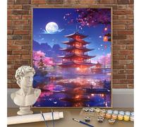 Pintura por Números para Adultos, Antiguo Paint by Numbers 20x30cm Lienzo Enrollado Sin Arrugas, Arquitectura Cuadros para Pintar por Numeros Manualidades Adultos, DIY Decoración Hogar W-O84