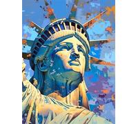 Pintura por Números para Adultos, DIY Paint by Numbers Kits con Acrílica y 3 Pinceles, Estatua De La Libertad Cuadros para Pintar por Numeros, Decoración de Casa Regalos 90x120cm (Nueva York) Y-S162