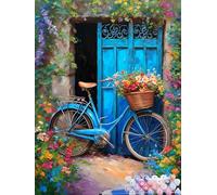 Pintura por NúMeros para Adultos Flor, Pintura por Numeros Niños Kit Manualidades, DIY Lienzos para Pintar con Numeros Bicicleta, Cuadros por Numeros con Pinceles y Pigmento, Sin Marco 40x50cm M-1