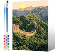 Pintura por Números para Adultos Gran Muralla, Pintura por números para Niños Paisajes, DIY Painting by Numbers Kits, con Pinceles Pigmento Acrílico (sin marco), Decoraciones del Hogar 60x80cm -2725